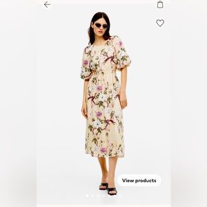 H&M floral cut out cream dress